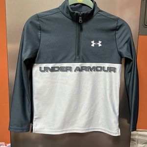 Under Armour 1/4 Zip Heatgear Long Sleeve Two Shades of Gray Shirt Size YSM